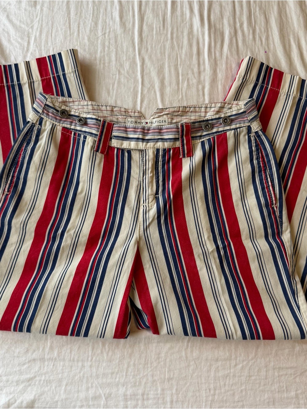 Tommy Hilfiger Red, Navy & Cream Striped Chino Pants